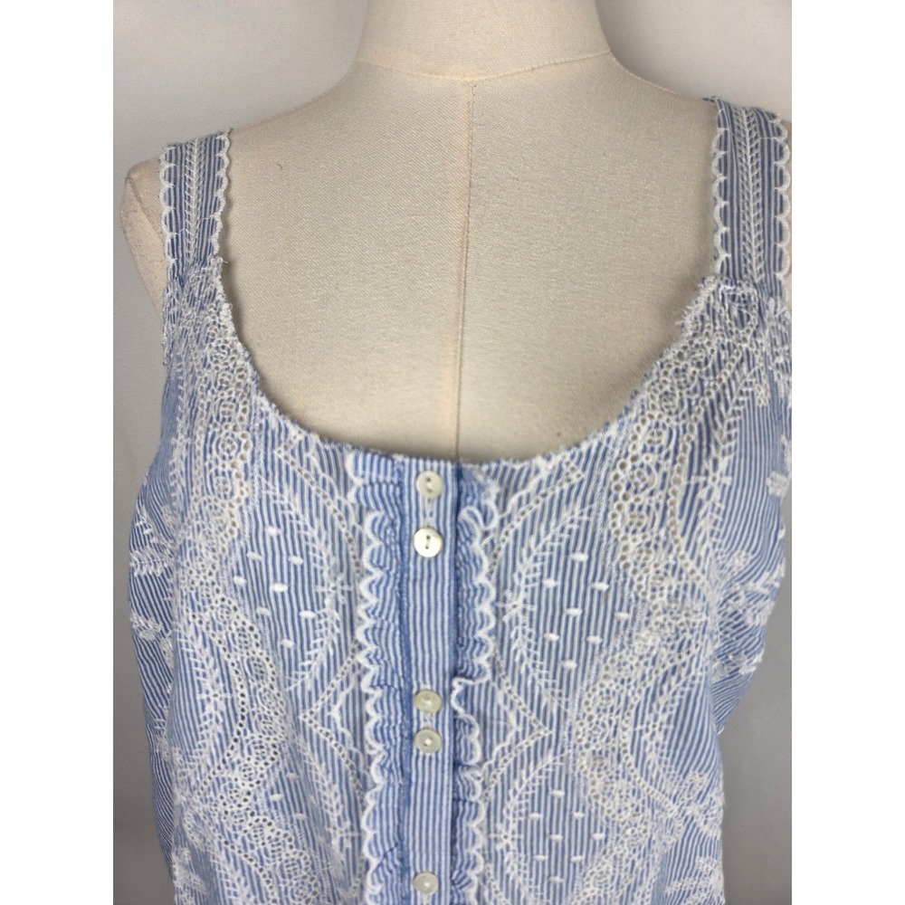 Sundance Lea Kerchief Camisole M Blue Embroidered Eyelet Tank Top Boho NWT - Picture 4 of 11